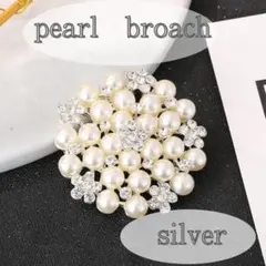 シルバー　パール ブローチ コサージュ ストールピン 卒業式 入学式 フォーマル