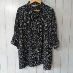 PAUL & JOE チュニック 花柄 フリルネック Size　XLのサムネイル
