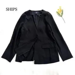 SHIPS 近年モデル ノーカラージャケット　薄手　春夏　濃紺　洗える　オフィスのサムネイル