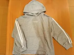 GU グレー フード付き パーカー WOMEN Lサイズ 袖 2本ライン