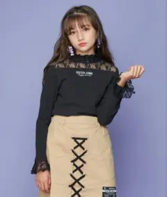SISTER JENNI 長袖カットソー ブラック レース