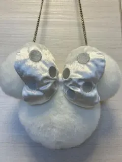 ミッキー型ホワイトファーショルダーバッグ