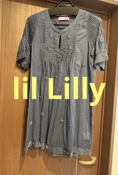lil Lilly リルリリー　ビジューフレアワンピース　ネイビー　紺のサムネイル