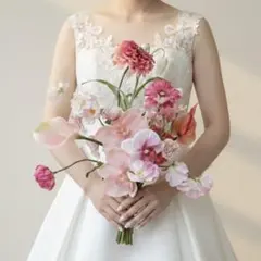 【ブートニア付き】ウェディングブーケ アーティフィシャルフラワー