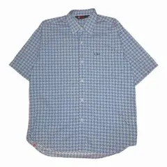 オーシャンパシフィック　半袖シャツ 総柄 幾何学　ロゴ　ブルー系　Freeのサムネイル