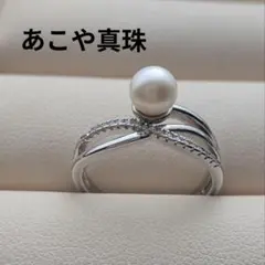 パールリング　指輪　あこや真珠　冠婚葬祭　デイリー　艷やか　銀色　キラキラ