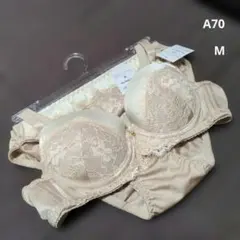 （916）A70 ベージュ レースブラジャーショーツセット M