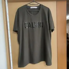 カルバンクライン Tシャツ XXL カーキ 立体ロゴ 大きいサイズ 美品