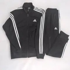 adidas ブラックジャージ上下セット