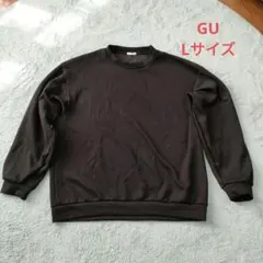 値下げ GU ブラック クルーネック トレーナー