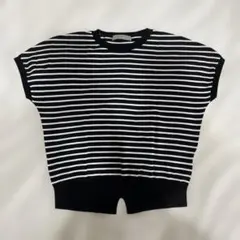 極美品　UNFILO 黒×白ボーダー半袖ニット　S