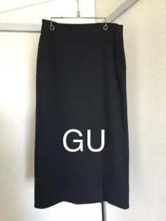 GU スカート　ナロー　ロング　黒　ブラック　前スリット　L