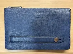 【美品】FENDI フェンディ セレリア フラグメントケース ブルー 本革