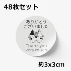 【48枚セット｜約3x3cm｜手作り品】サンキュー ありがとうシール #017