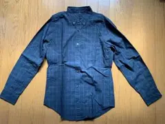 無印良品　ネイビー×グリーンチェック柄長袖シャツXS美品