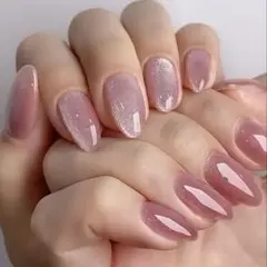 【24枚】ネイルチップ ワンホン 韓国 ちゅるん ラメ マグネット 単色