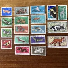 外国切手　ヴィンテージ 東ドイツ　動物・鳥　18枚
