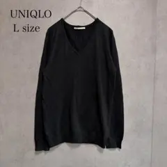 UNIQLO ユニクロ Vネックニット ブラック Lサイズ 無印 シンプル 薄手