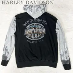 Harley-Davidson ファイヤーパターン メキシコ製 パーカー　黒　L