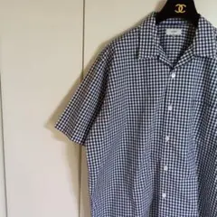 A19302 美品 ウエアハウス グラフチェックインディゴ半袖シャツ 38