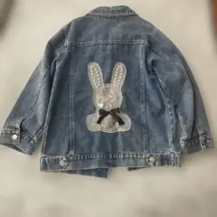 ウサギ刺繍 デニムジャケット
