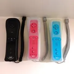 wiiリモコンプラス黒ピンク青　3個セット　ストラップ　シリコンカバー付き