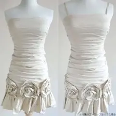 ★未使用★マックスアズリア 肌になじむシャンパンカラーミニドレス ＸＳ～Ｓサイズ