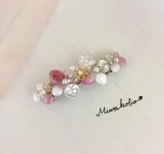 ピンクのお花のバレッタ　No.2320