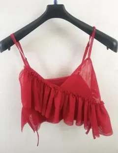 チュールフリルビスチェ　赤