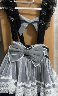 美品♡リズリサ♡メイドライクサスペンダー付スカート♡ブラック