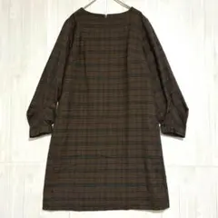ロペピクニック　3Dスリーブ チェックワンピース　【美品】　茶　38 / M