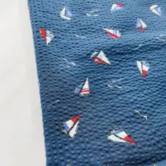 ネイビー ヨット　帆船　リップル生地　カットクロス　70×50