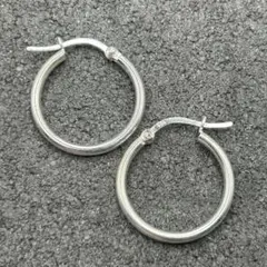 片耳 シルバー925 Silver シンプルビッグフープピアス/軽研磨仕上げ