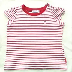 ミキハウス 80サイズ Tシャツ 白赤ストライプ
