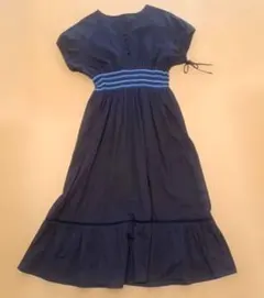 SHIPSシャーリングアクセントの 半袖 ロングワンピース
