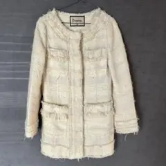 グレースコンチネンタル ツイードノーカラージャケット