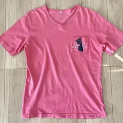 ピンク Vネック Tシャツ Mサイズ サングラスプリント