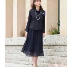 ルイルエブティック　ツイードジャケット&レースシャツワンピース2点　S ネイビー