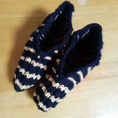 靴下カバー　ルームシューズ　ハンドメイド　ボーダー
