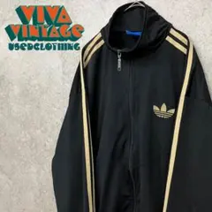 レア【古着】アディダス トレフォイル刺繍トラックジャケット ブラック L