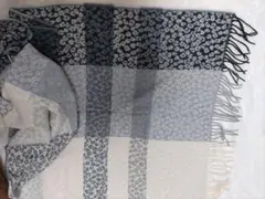 新品 チェック・レオパード柄 グレー系 ストール