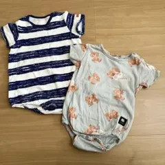 【水通しのみ】ホットビスケッツ&バースデイ ロンパース2点セット80・70cm
