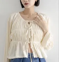 ベロアシャーリングブラウス