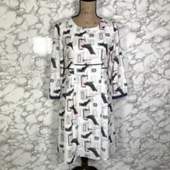 LAURA ASHLEY　（2）　総柄シフォンロングワンピース　ピンク