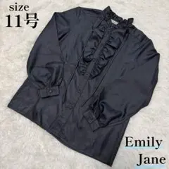Emily Jane フリル付き ブラウス 11号 ボウタイリボン シャツ 黒