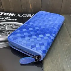D3■高級 ラムレザー 財布■羊革 本革 イントレチャート■グラデーションブルー