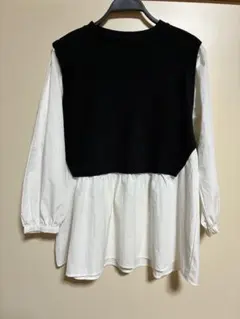 GUベストコンビネーションチュニック　xs ブラック