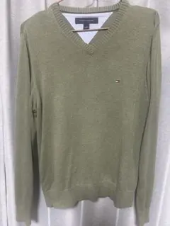 TOMMY HILFIGER Vネックセーター XS オリーブグリーン