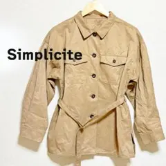 Simplicite　ジャケット　ブラウン　ウエストベルト　レギュラーカラーのサムネイル