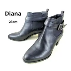 【未使用級】Diana ブーティ サイドゴアショートブーツ バックル 黒 レザー
